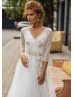 V Neck Sparkle Elegant Lace Wedding Dress